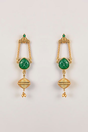 Gold Finish Multi-Colored Beaded Hoop Earrings