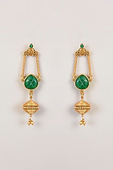 Gold Finish Multi-Colored Beaded Hoop Earrings