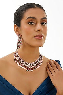 Two-Tone Finish Kundan Polki & Red Stone Necklace Set