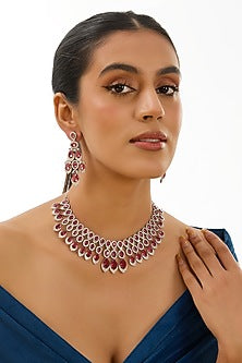 Two-Tone Finish Kundan Polki & Red Stone Necklace Set