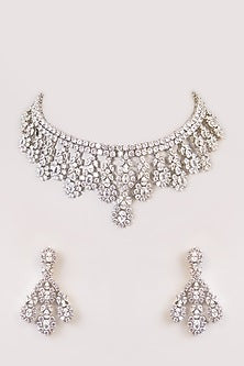 White Finish Kundan Polki Necklace Set