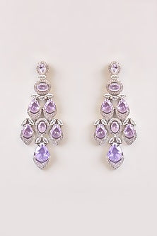 White Finish Kundan Polki & Purple Stone Necklace Set