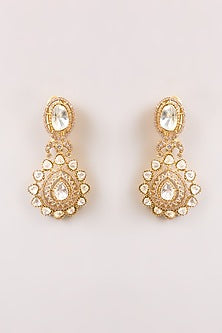 Gold Finish Kundan Polki & Green Stone Necklace Set