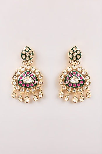 Two-Tone Finish  Multi-Colored Stone Necklace Set
