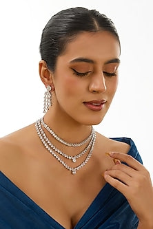 White Finish Kundan Polki & Grey Stone Necklace Set