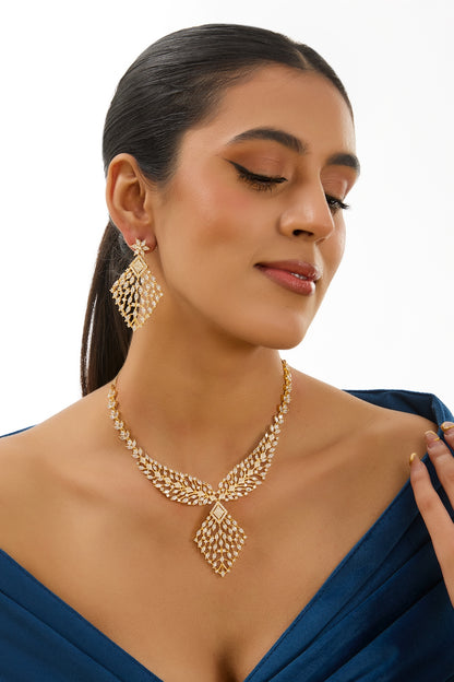 Gold Finish Pearl Necklace Set
