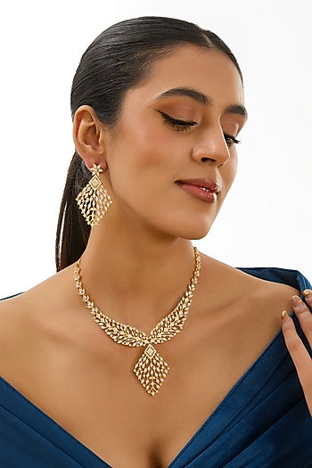 Gold Finish Pearl Necklace Set