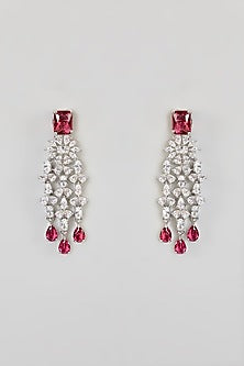 White Finish Red Zircon Necklace Set