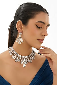 White Finish Zircon Necklace Set