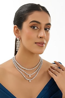 White Finish Zircon Necklace Set