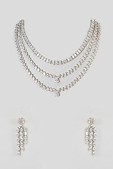 White Finish Zircon Necklace Set