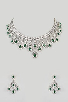 White Finish Zircon Necklace Set