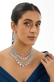 White Finish Zircon Necklace Set