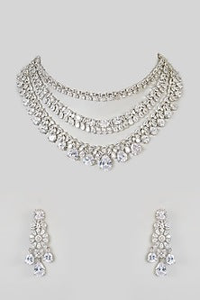 White Finish Zircon Necklace Set