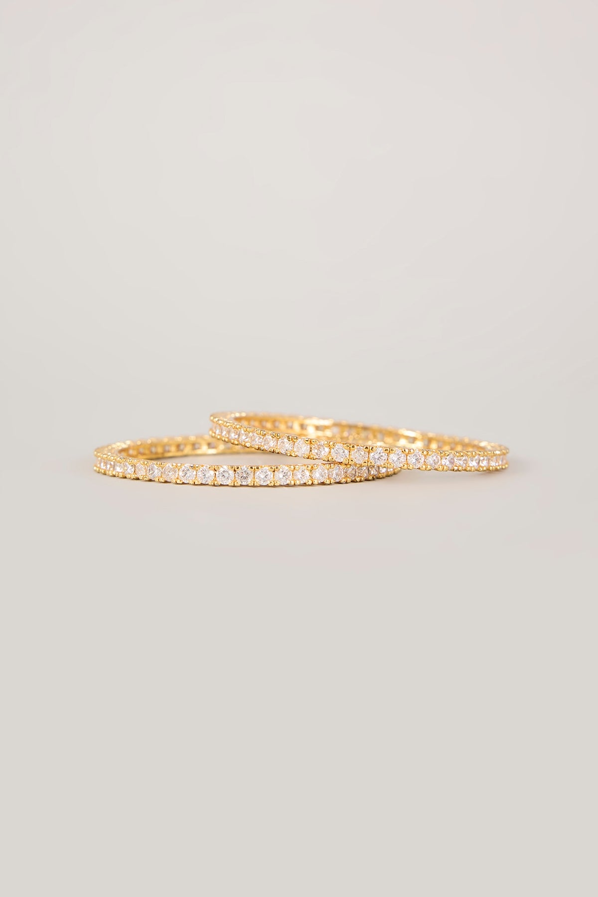Gold Finish Kundan Polki & Pearl Bangles (Set Of 2)