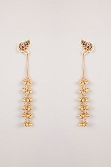 Gold Finish Kundan Polki & Pearl Dangler Earrings