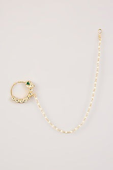 Gold Finish Kundan Polki & Pearl Nath