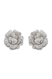 White Finish Diamante Stud Earring