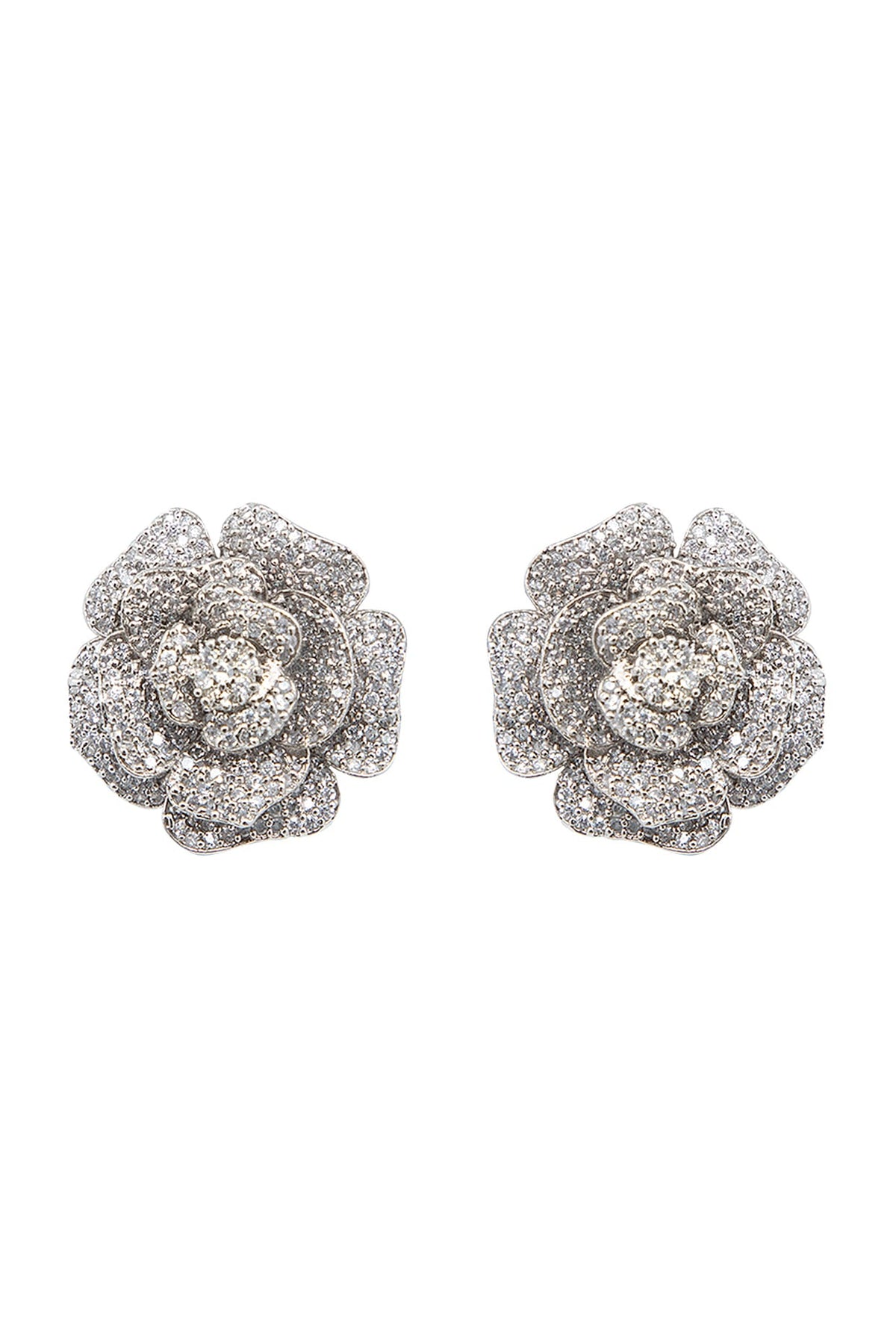 White Finish Diamante Stud Earring