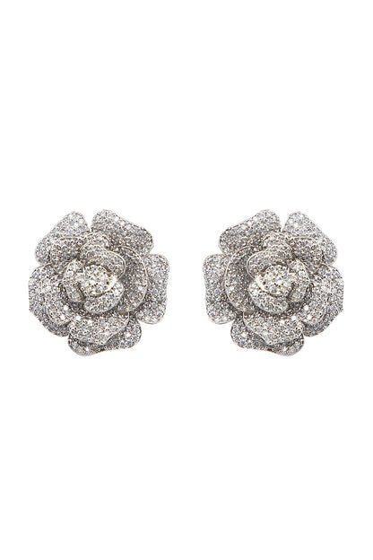 White Finish Diamante Stud Earring
