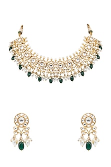 Gold Finish Pearl Drop Necklace Set