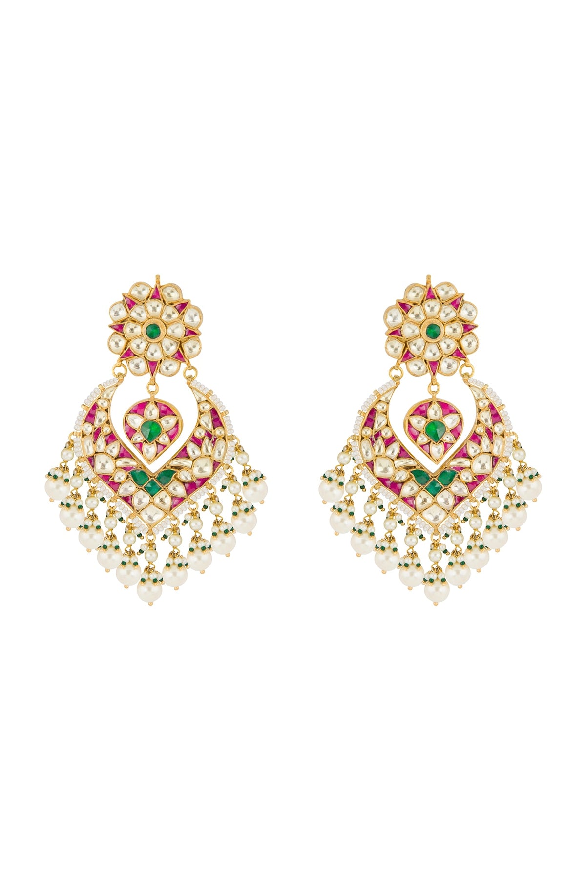 Gold Finish Kundan Chandbali Earrings