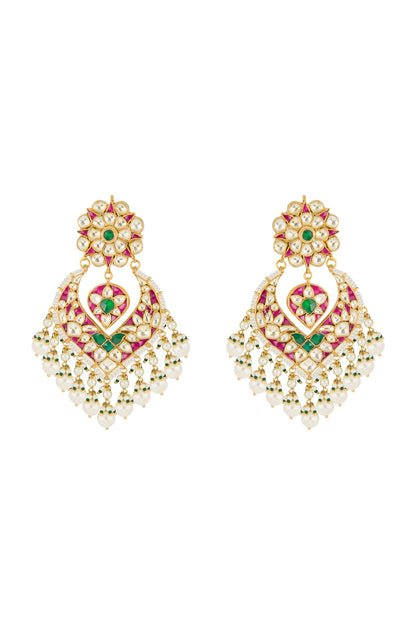 Gold Finish Kundan Chandbali Earrings