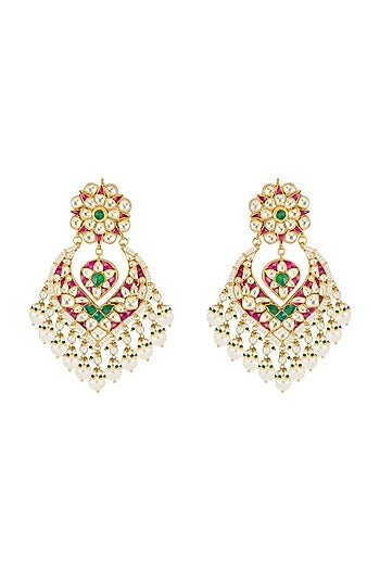 Gold Finish Kundan Chandbali Earrings