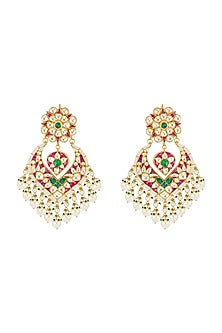 Gold Finish Kundan Chandbali Earrings