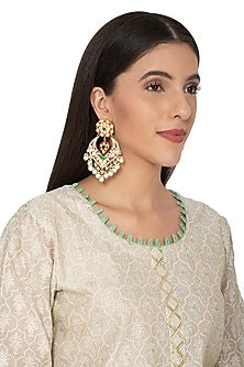 Gold Finish Kundan Chandbali Earrings