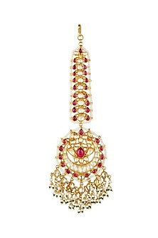 Gold Plated Pearl Drop Maang Tikka