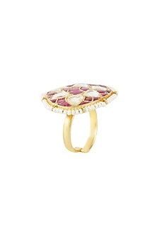 Gold Plated Red Onyx Ring