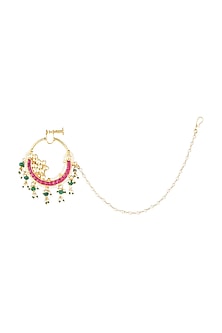 Gold Plated Red Onyx Nath