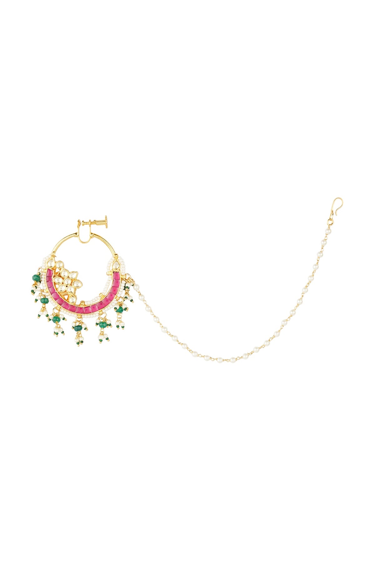 Gold Plated Red Onyx Nath