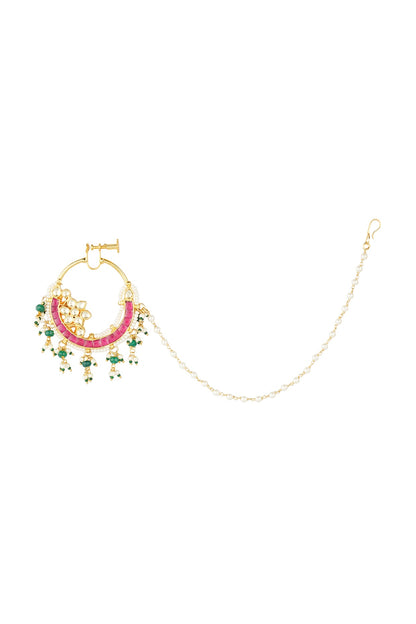 Gold Plated Red Onyx Nath