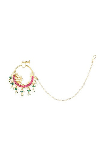 Gold Plated Red Onyx Nath
