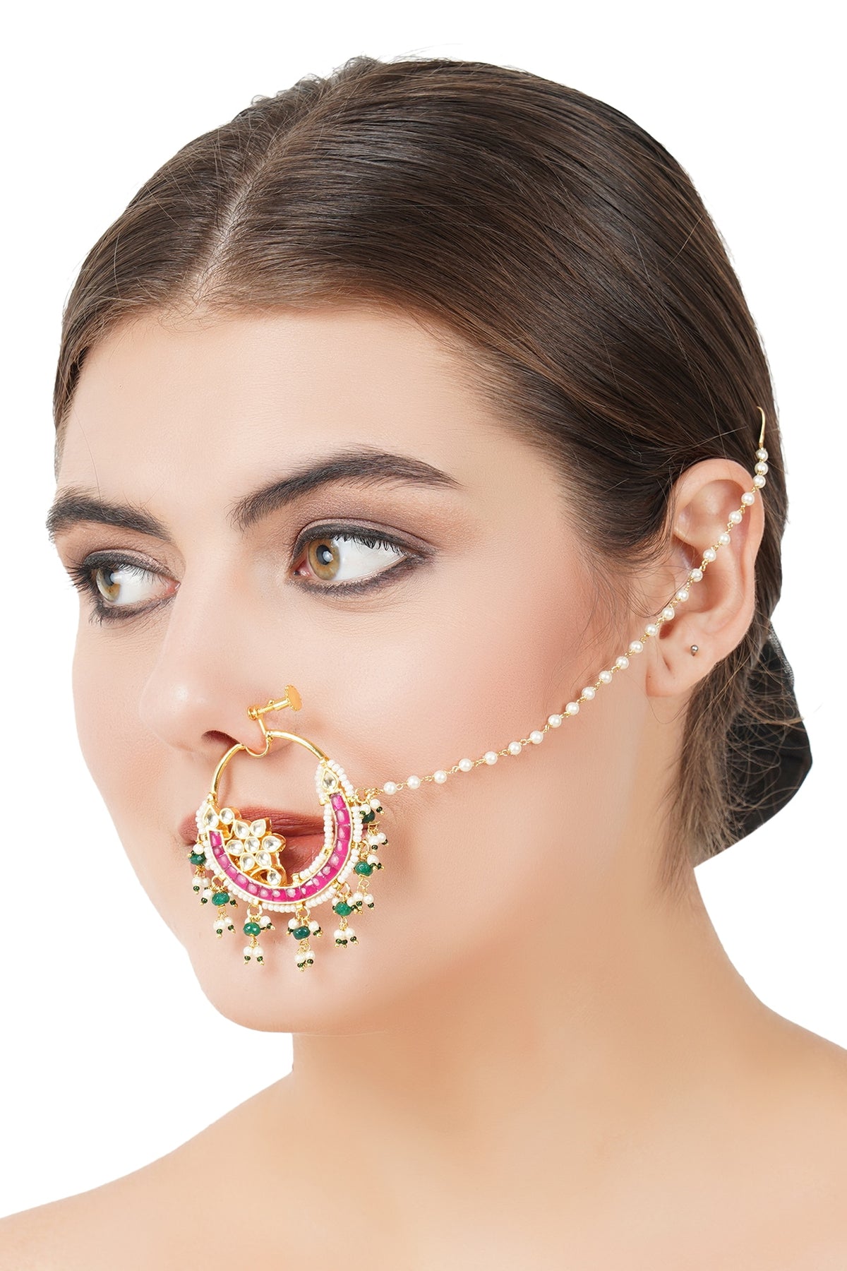 Gold Plated Red Onyx Nath