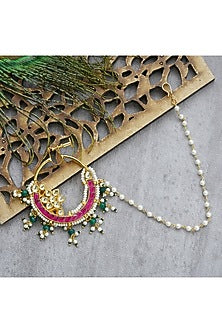 Gold Plated Red Onyx Nath