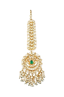 Gold Plated Green Onyx Maang Tikka