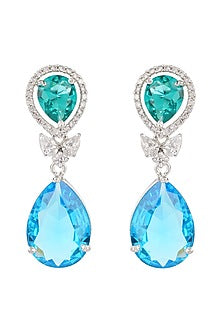 Silver Finish Diamond Stud Earrings