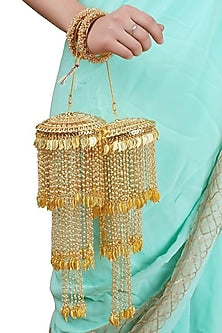 Gold Finish Kaleeras With Ghungroo