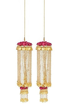 Gold Finish Kaleeras With Pearls