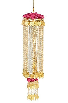 Gold Finish Kaleeras With Pearls