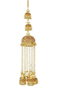 Gold Finish Kaleeras With Pearls & Ghungroo