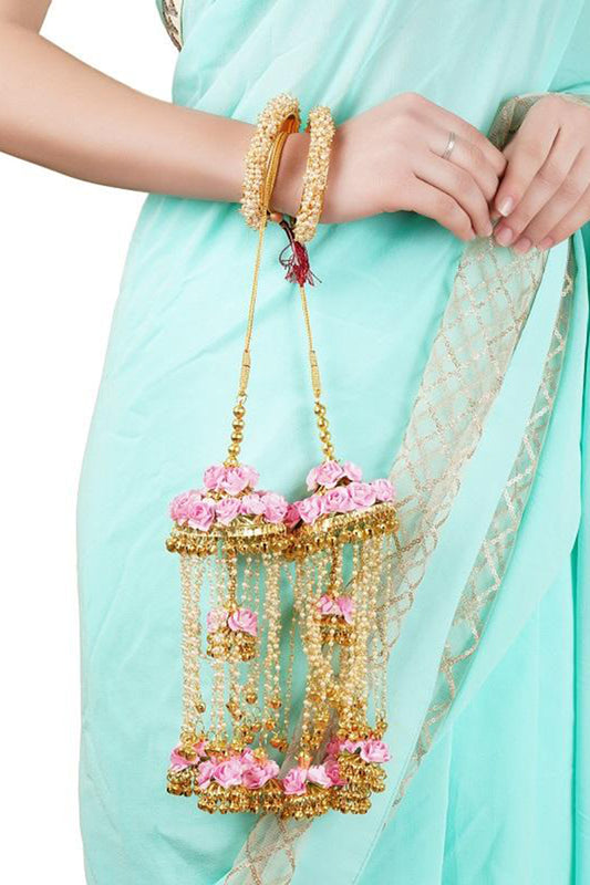 Gold Finish Pearl Kaleeras In Alloy