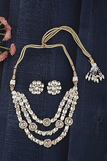 Gold Plated Kundan Polki Necklace Set