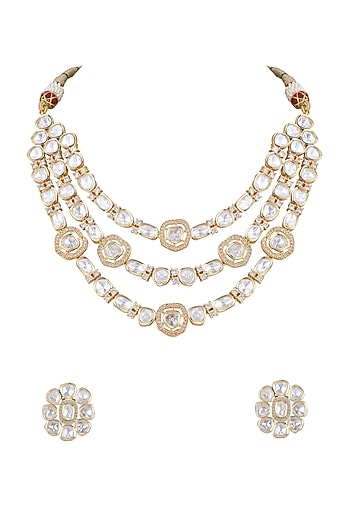 Gold Plated Kundan Polki Necklace Set