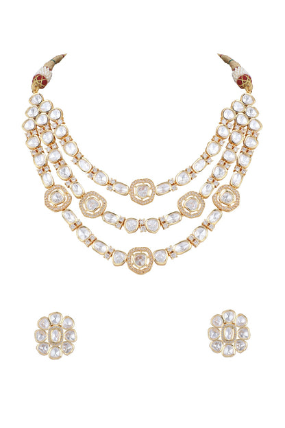 Gold Plated Kundan Polki Necklace Set