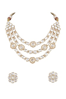Gold Plated Kundan Polki Necklace Set