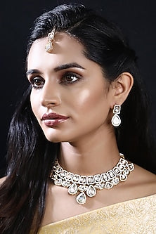 Gold Plated Kundan Polki Necklace Set